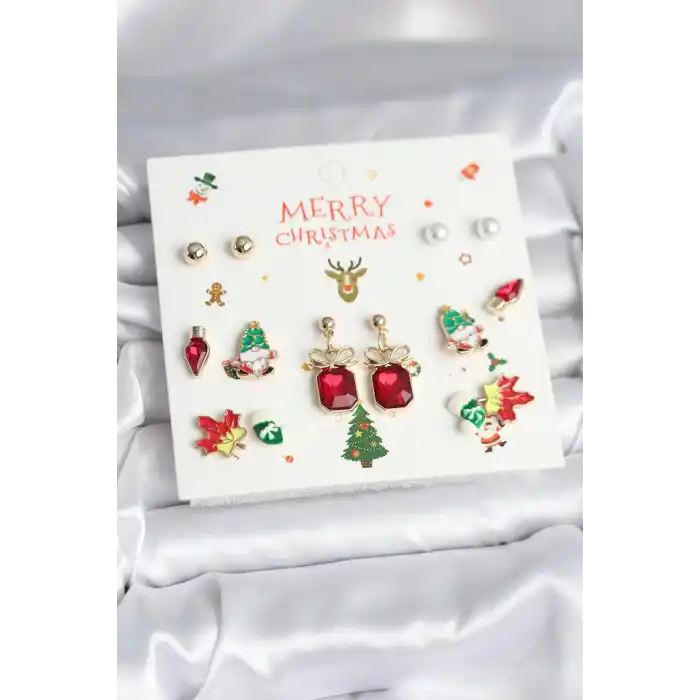 8 Çift Yılbaşı Temalı Kadın Küpe