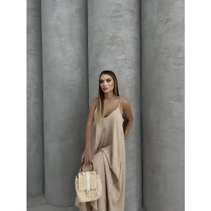 Aerobin uzun elbise bej pt