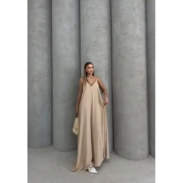 Aerobin uzun elbise bej pt