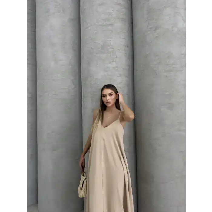 Aerobin uzun elbise bej pt