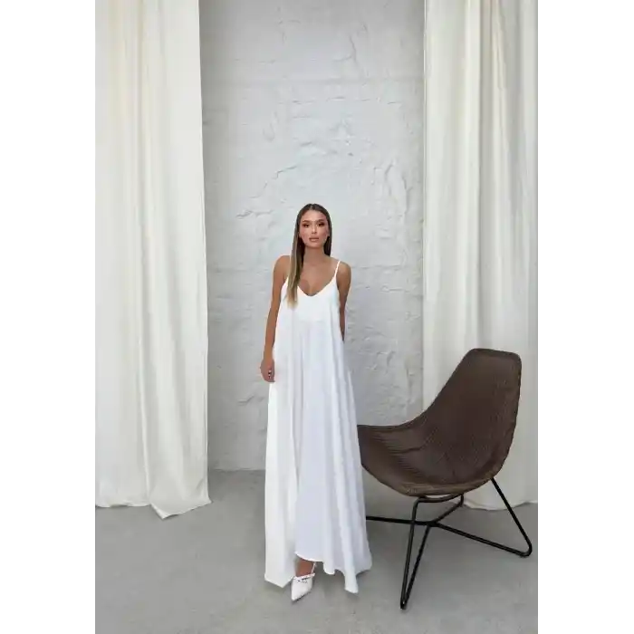 Aerobin uzun elbise beyaz pt