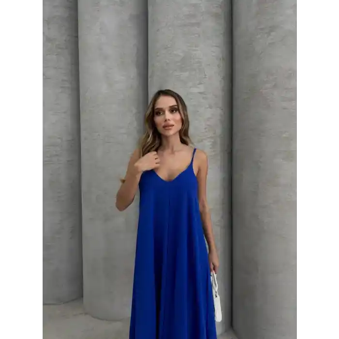 Aerobin uzun elbise saks mavisi pt