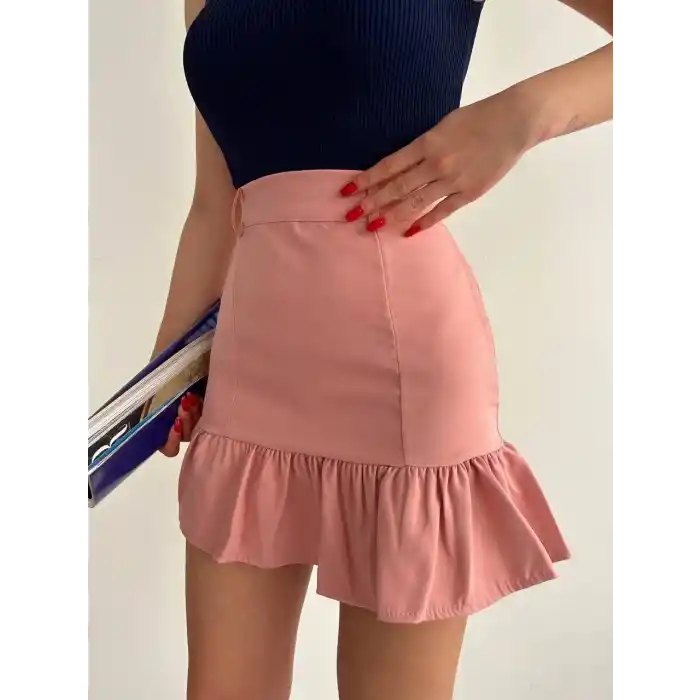 Altı fırfırlı etek pudra s24817