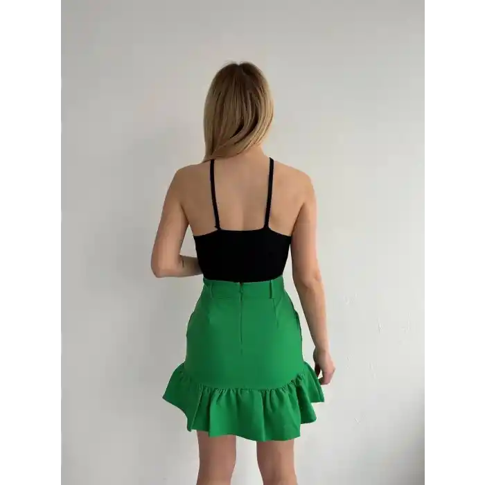 Altı fırfırlı etek yeşil s24817