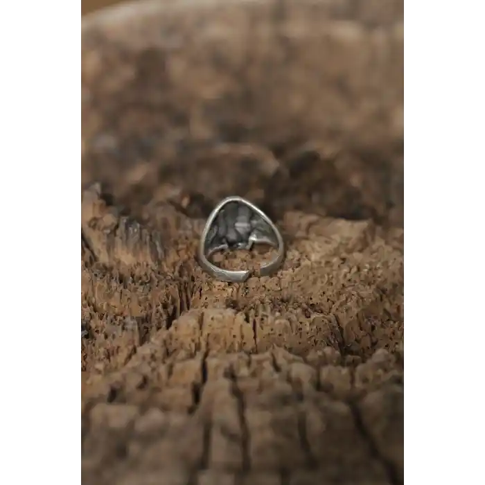 Ayarlanabilir Motifli Kuru Kafa Tasarımlı Erkek Yüzük