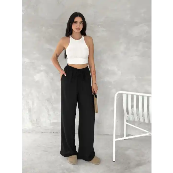 Ayrobin Oversize Kadın Pantalon - Siyah