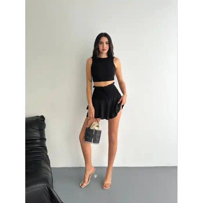 Ayrobin Şortlu Etek - Siyah