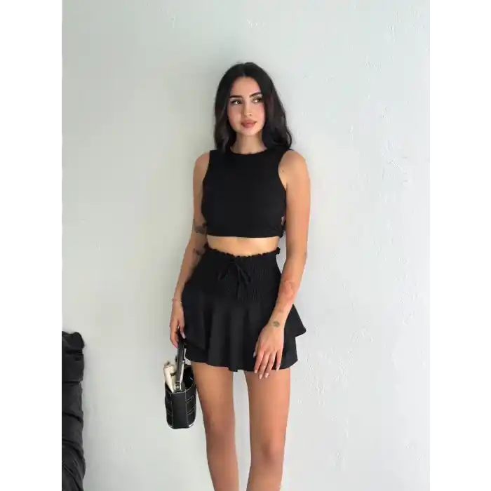 Ayrobin Şortlu Etek - Siyah