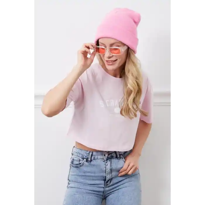 Baskılı Crop tişört