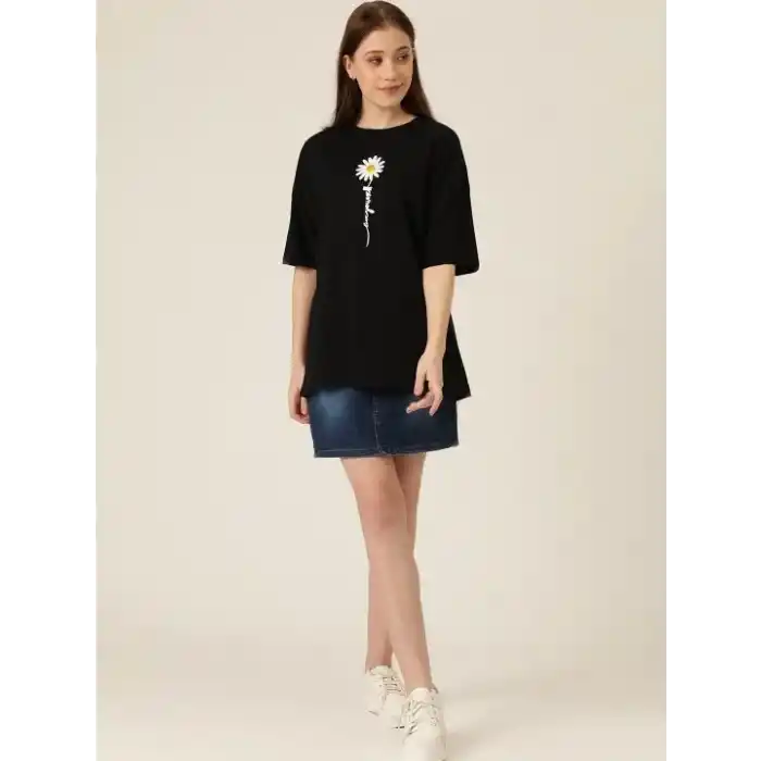 Baskılı Kadın T-shirt - Siyah