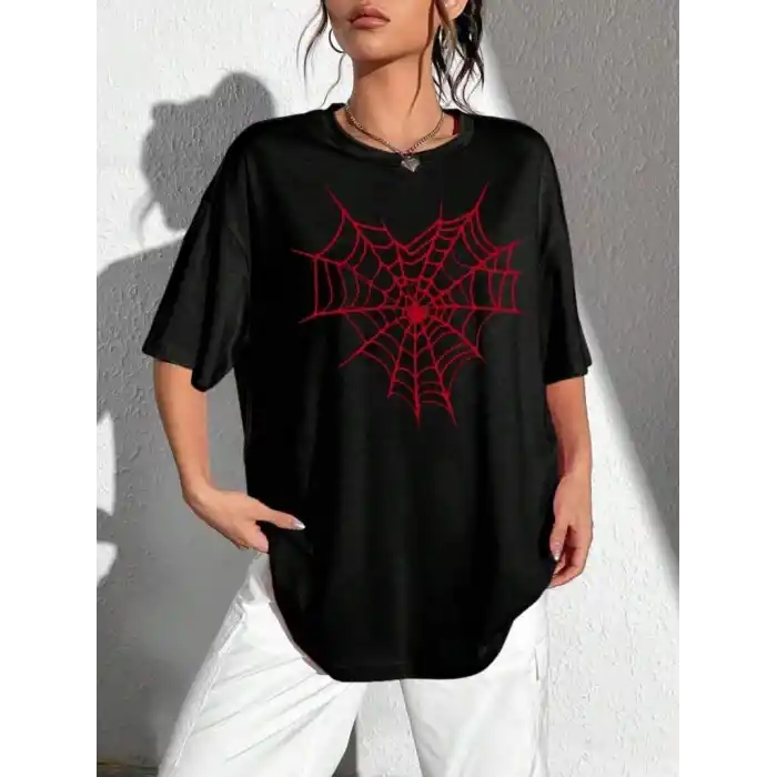 Baskılı Kadın T-shirt - Siyah