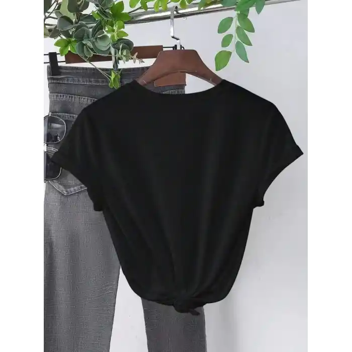 Baskılı Kadın T-shirt - Siyah