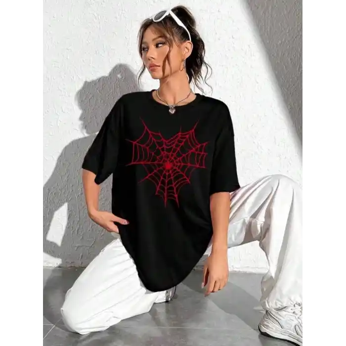 Baskılı Kadın T-shirt - Siyah