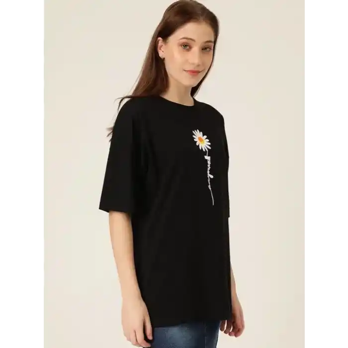 Baskılı Kadın T-shirt - Siyah