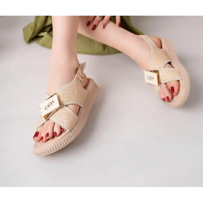 Cate Bej Hasır Cilt Sandalet