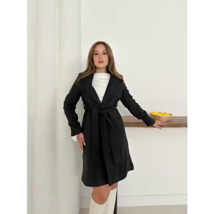 Cepli kuşaklı kaşe kaban antrasit st26458