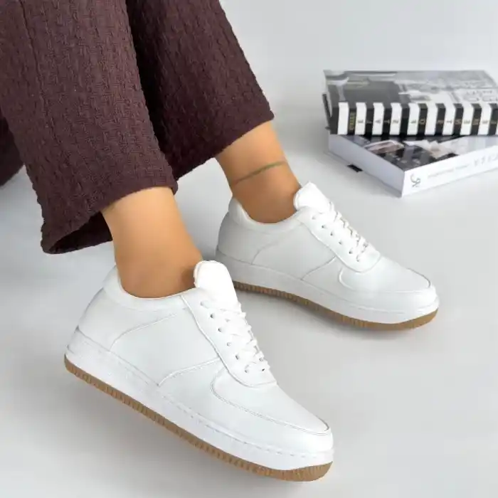 Ceyyan Beyaz Cilt Bağcıklı Spor Ayakkabı