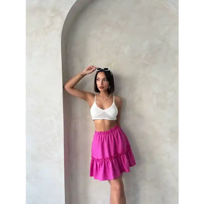 Çingene keten etek fuşya s24808