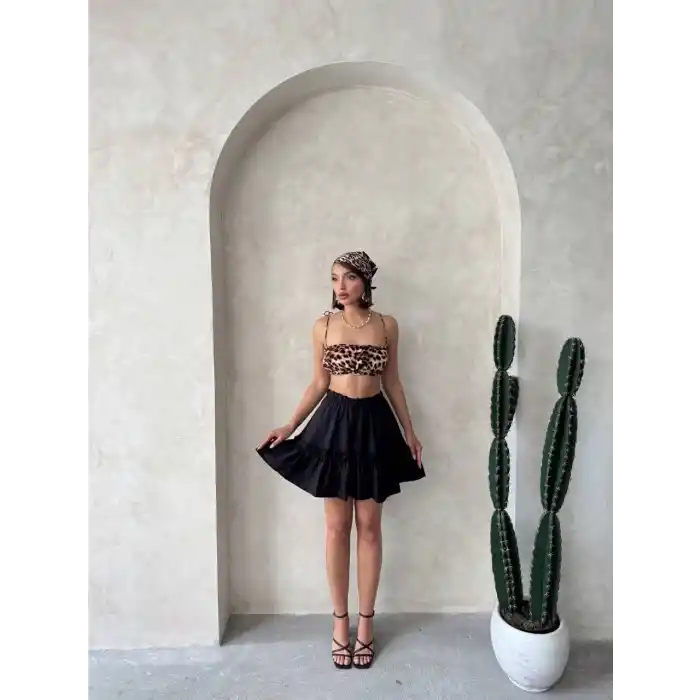 Çingene keten etek siyah s24808