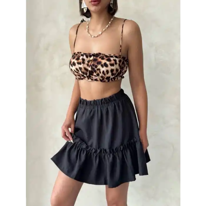 Çingene keten etek siyah s24808