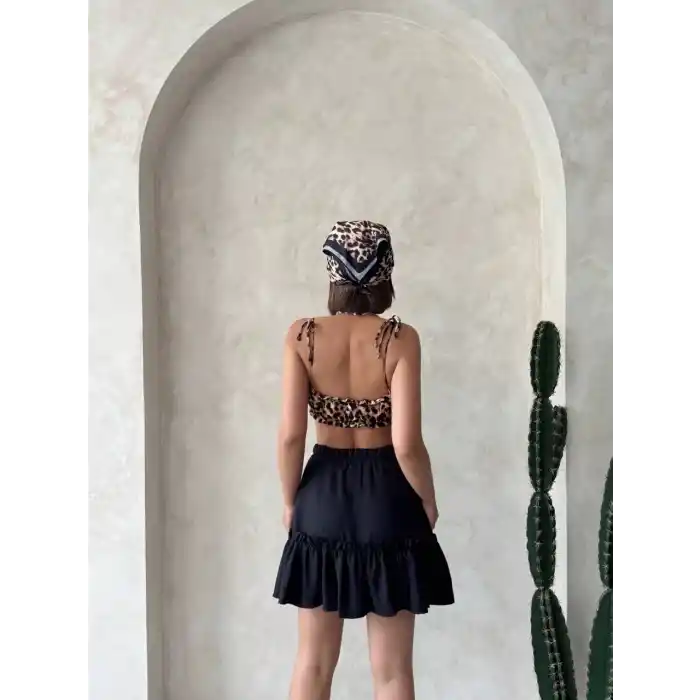 Çingene keten etek siyah s24808