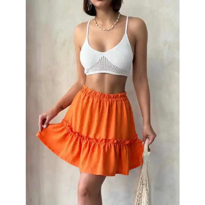 Çingene keten etek turuncu s24808