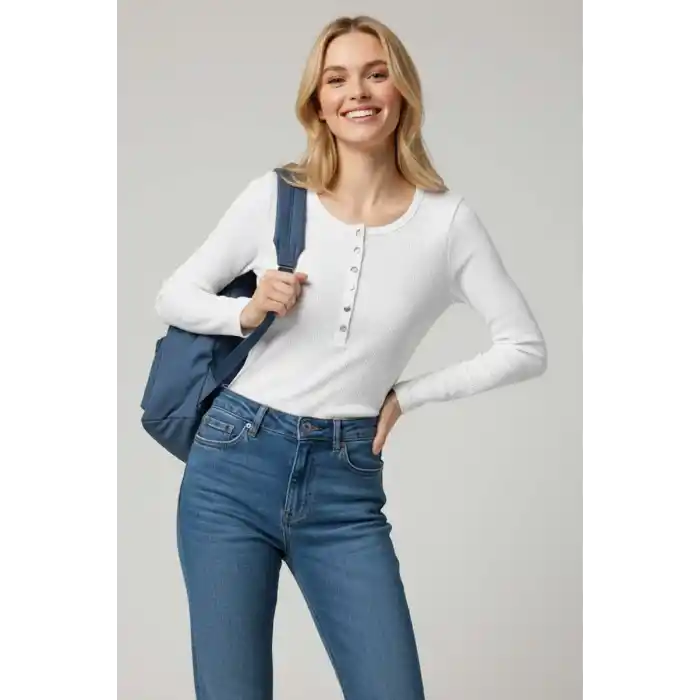 Çıtçıt Detaylı Bluz Beyaz T4343