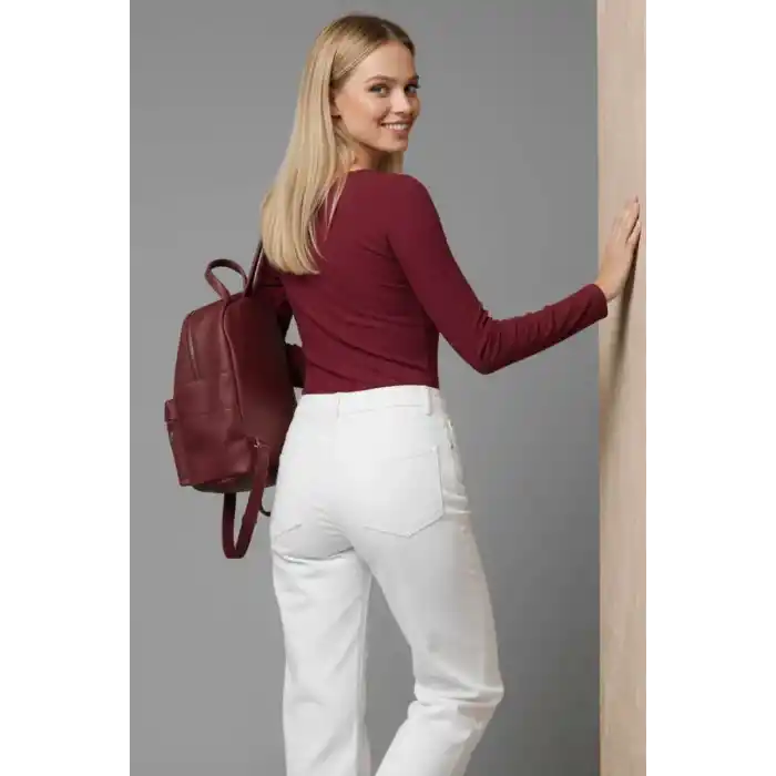 Çıtçıt Detaylı Bluz Bordo T4343