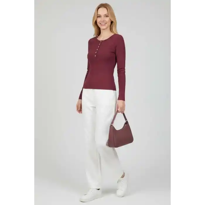 Çıtçıt Detaylı Bluz Mürdüm T4343