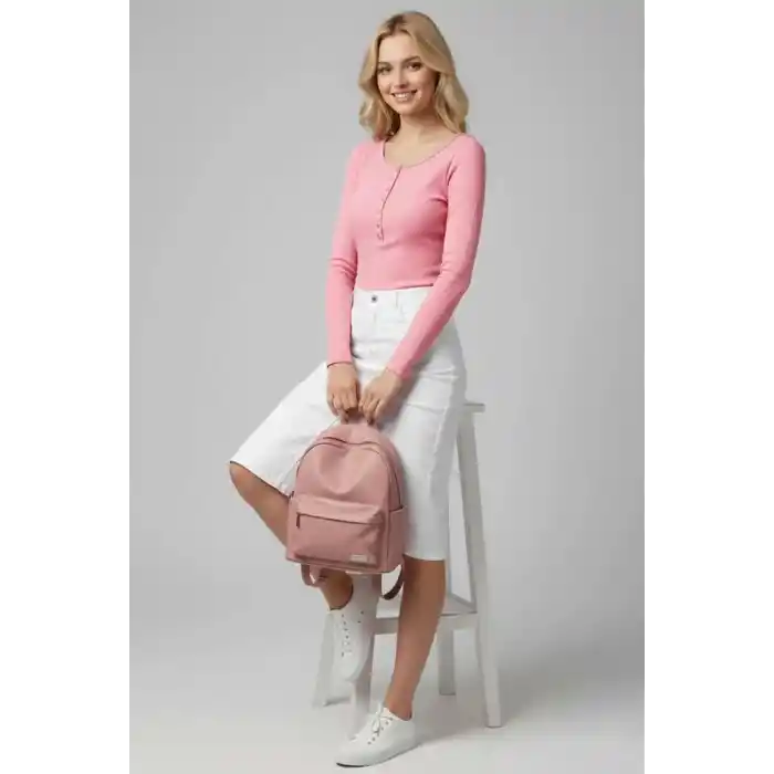 Çıtçıt Detaylı Bluz Pembe T4343