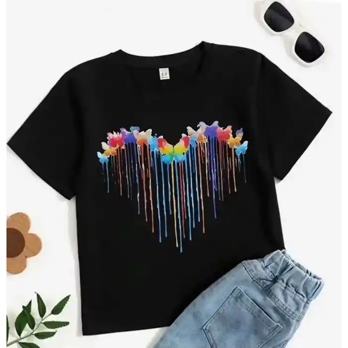 Çocuk Unisex Baskılı T-Shirt - Siyah