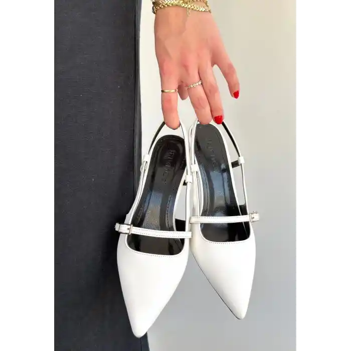 Darina Beyaz Cilt Topuklu Ayakkabı