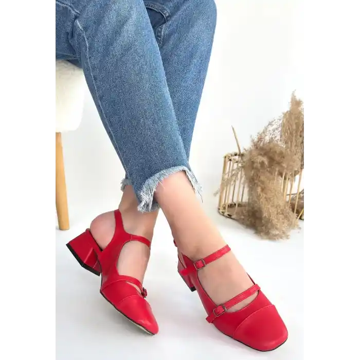 Doran Kırmızı Cilt Topuklu Ayakkabı