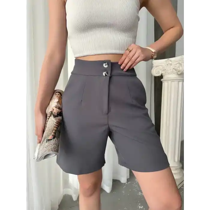 Double çift düğmeli şort