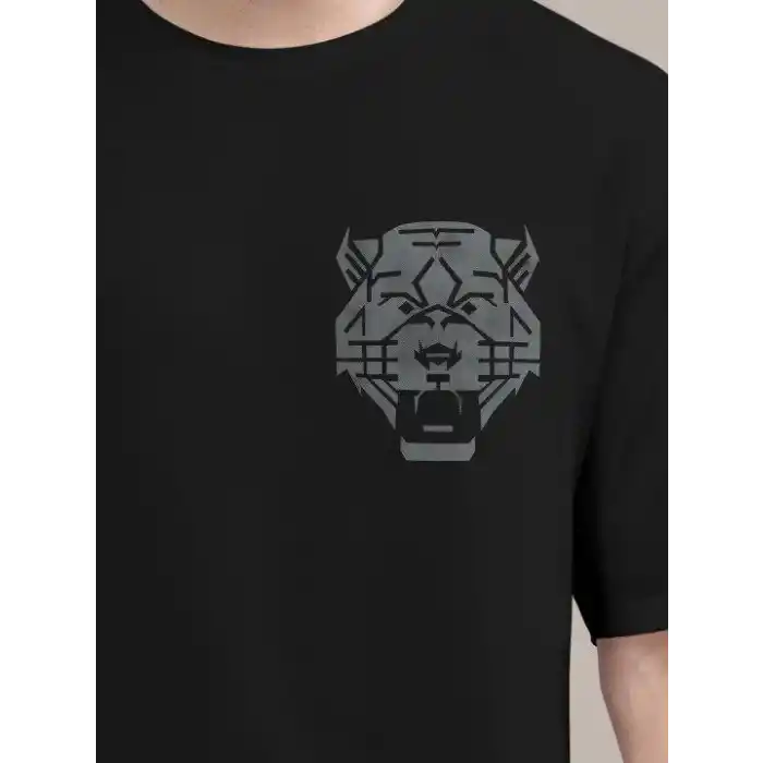 Erkek Baskılı Oversize T-shirt - Siyah