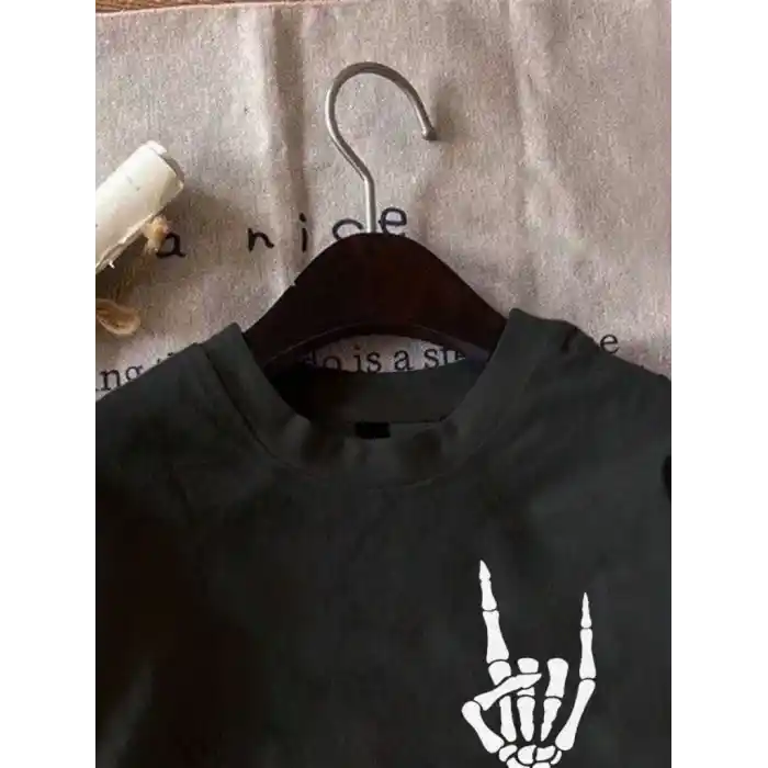 Erkek Baskılı Oversize T-shirt - Siyah