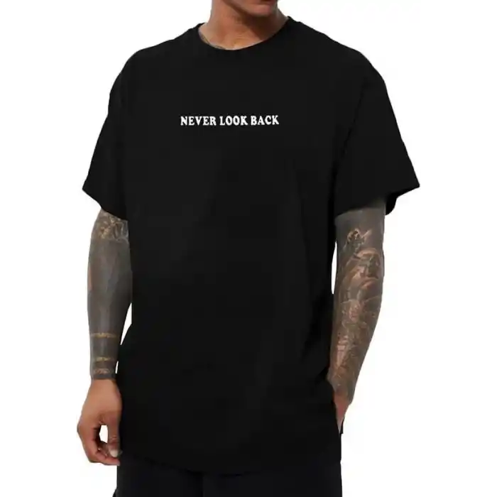 Erkek Bisiklet Yaka Kısa Kol Baskılı T-shirt - Siyah