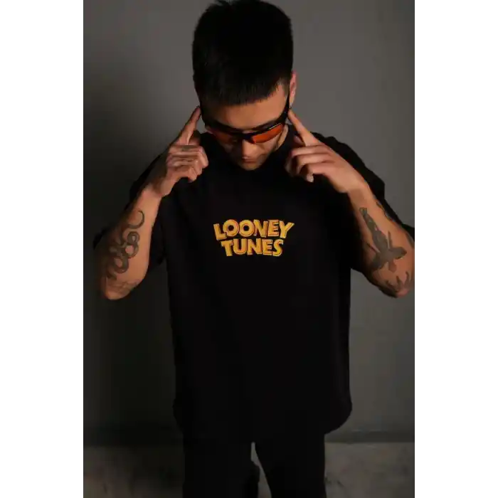 Erkek Dijital Baskılı T-Shirt - Siyah