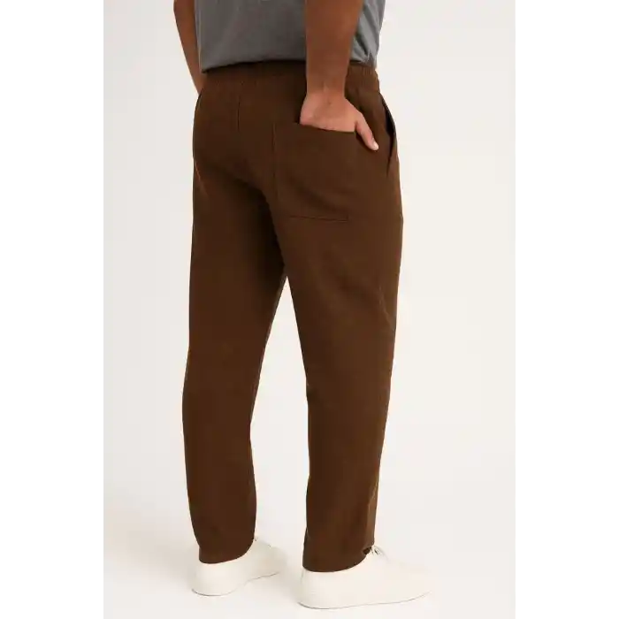 Erkek Keten Pantolon – Cepli, Beli Lastikli ve Bağcıklı, Nefes Alan Rahat Kalıp, Yazlık ve Baharlık Günlük Giyim, Şık & Konforlu Boru Paça Model - Kahverengi
