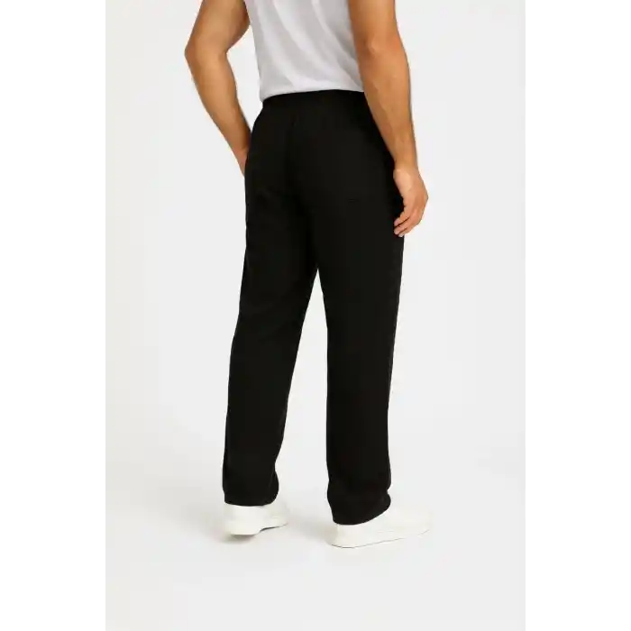 Erkek Keten Pantolon – Cepli, Beli Lastikli ve Bağcıklı, Nefes Alan Rahat Kalıp, Yazlık ve Baharlık Günlük Giyim, Şık & Konforlu Boru Paça Model - Siyah