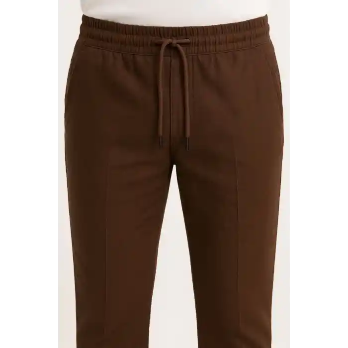 Erkek Keten Pantolon – Cepli, Beli Lastikli ve Bağcıklı, Nefes Alan Rahat Kalıp, Yazlık ve Baharlık Günlük Giyim, Şık & Konforlu Boru Paça Model - Kahverengi