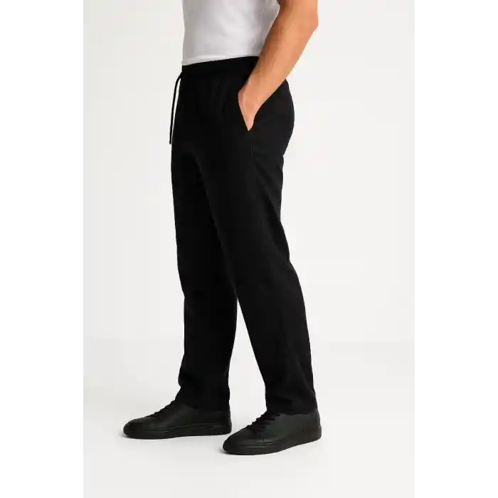 Erkek Keten Pantolon – Cepli, Beli Lastikli ve Bağcıklı, Nefes Alan Rahat Kalıp, Yazlık ve Baharlık Günlük Giyim, Şık & Konforlu Boru Paça Model - Siyah