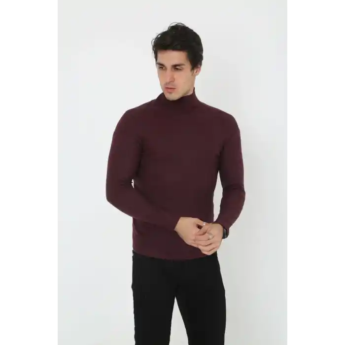 Erkek Tam Boğazlı Fitilli Likrali Koşkorse Badi - Bordo