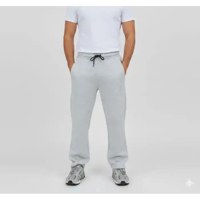 Erkek Üç iplik Kışlık Pamuklu Ovarsize Bağcıklı Düz Paça Cepli Eşofman Altı Spor Rahat Model - Gri
