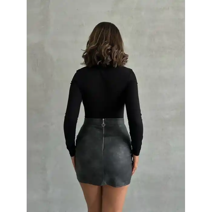 Eskitme deri mini etek