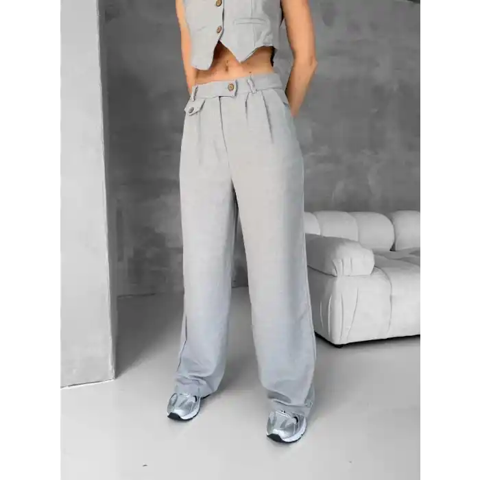 Essential yelek pantolon takım gri s255254