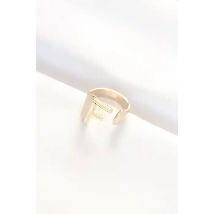 F Harfli Altın Renk Ayarlanabilir Yüzük