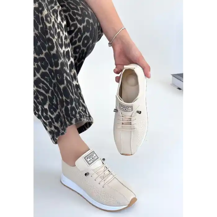 Fiert Bej Cilt Bağcıklı Spor Ayakkabı