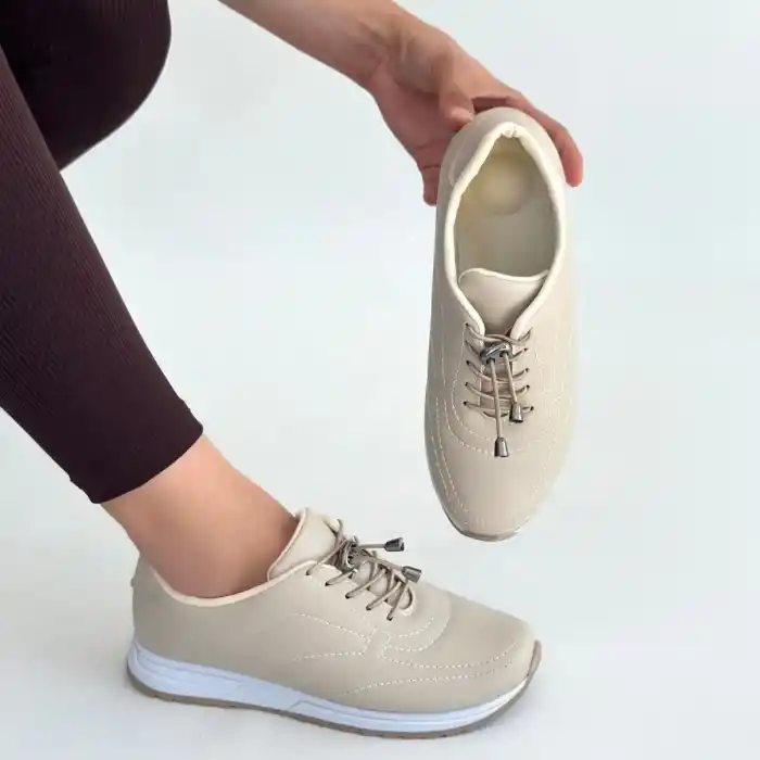 Finna Bej Cilt Bağcıklı Spor Ayakkabı