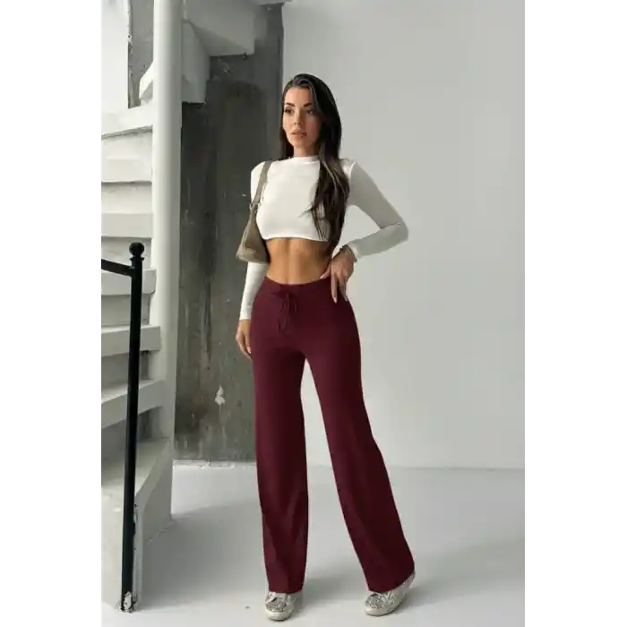 Fit comfort bej salaş pantolon bordo A6011